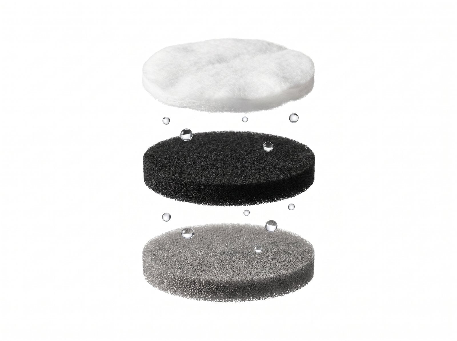 Exploded view of the three filter layers